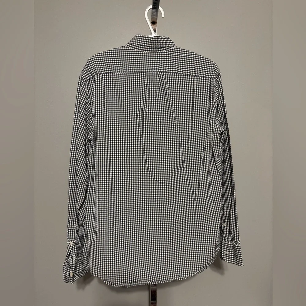J. Crew Men's Large Gingham Check Navy And White‎ Slim Stretch